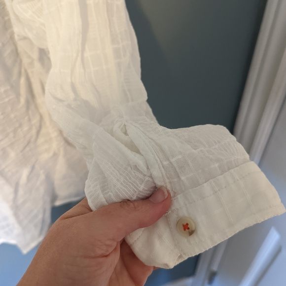 Anthropologie Mila Draped Buttondown, large white cotton - Picture 3 of 8